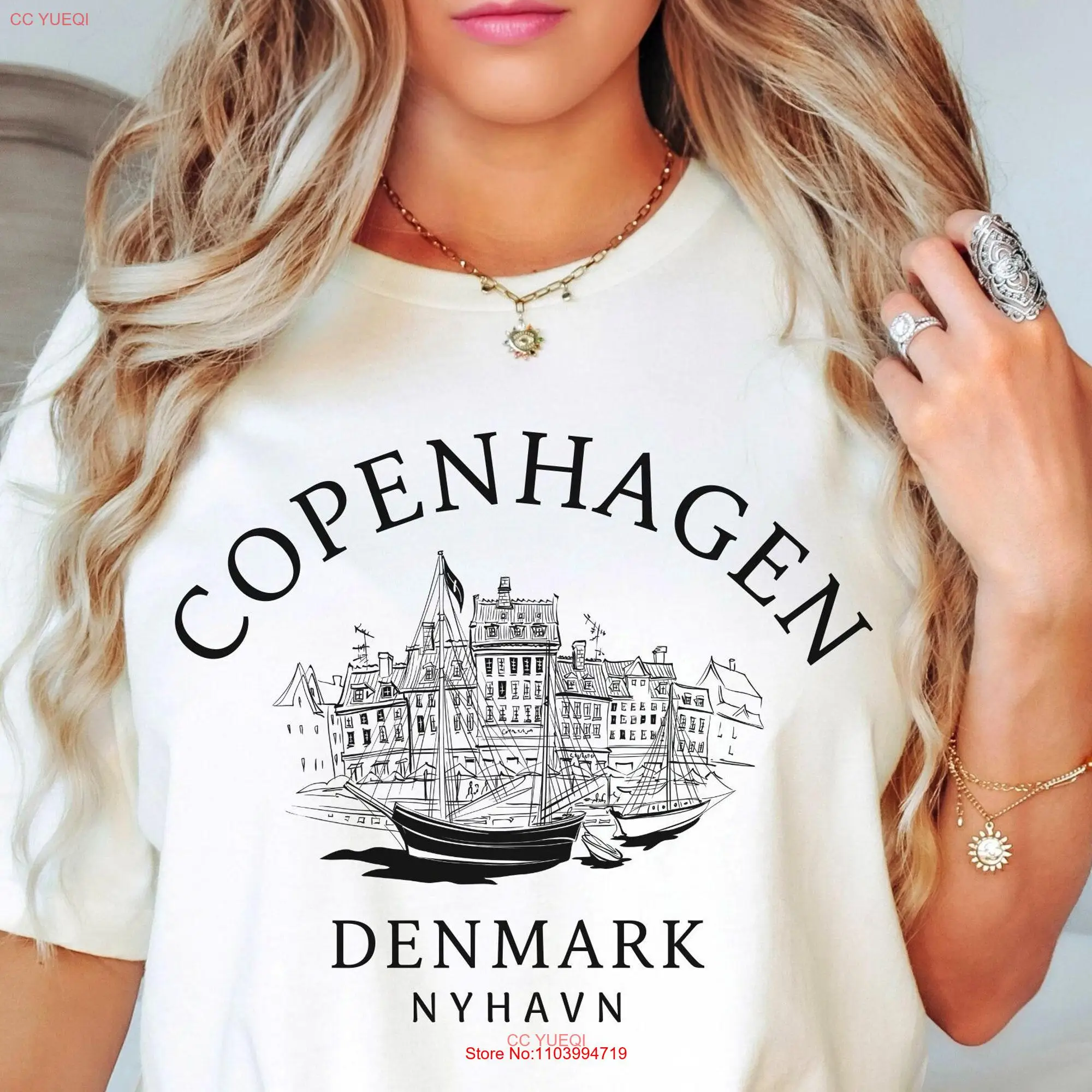 Copenhagen T Shirt Denmark Nyhavn  long or short sleeves