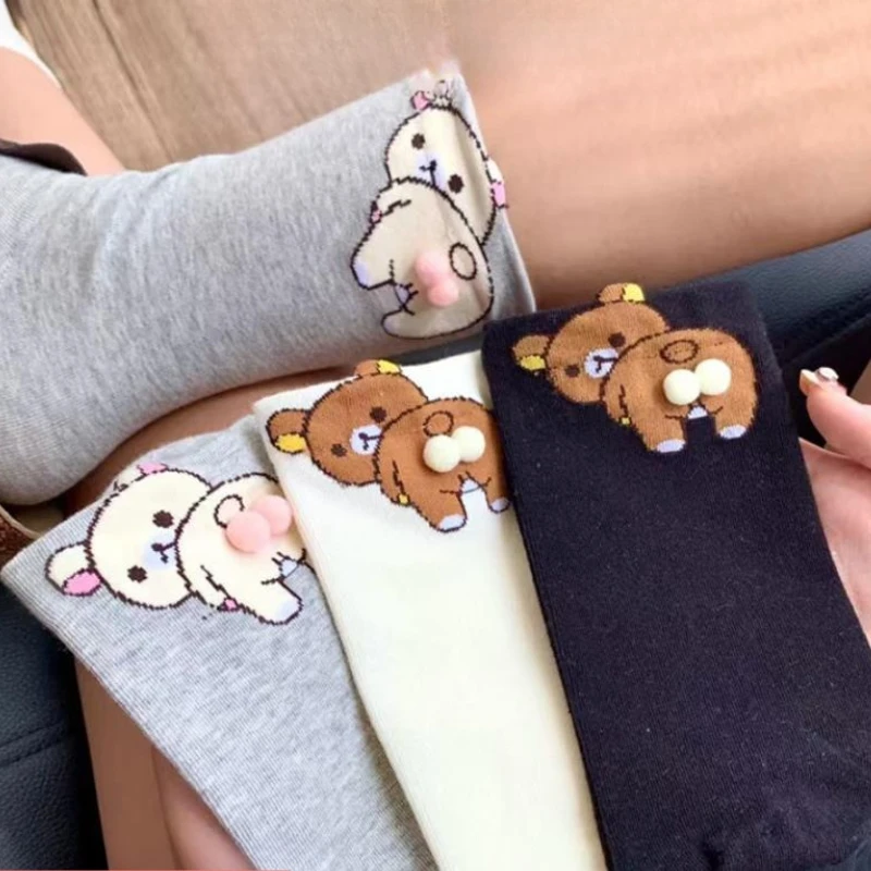 Cute Cartoon Egg Couple Socks Men Women's Mid-Calf Spring Autumn Funny Socks 3d Design Egg Pattern Couples Socks 1/3/6 pair