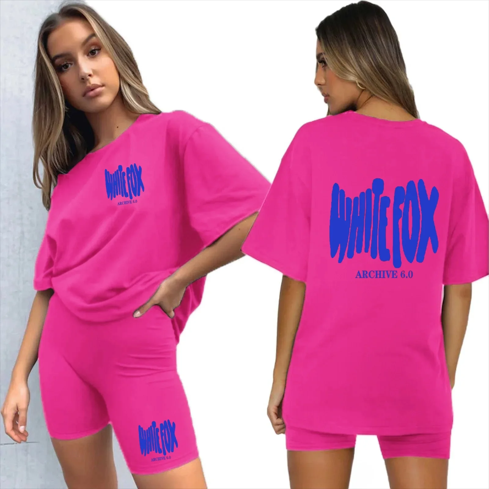 

Printed Letter Retro Women Short Pants Summer Ladies Chic Drawstring Solid T-shirt Pullovers Aesthetic 2 Piece Oversized Outfits