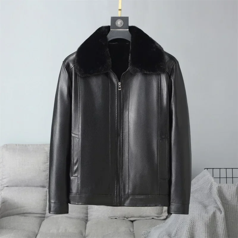 

Winter Middle-aged and Elderly Warm and Loose Solid Color Flip Collar Casual Cotton Jacket