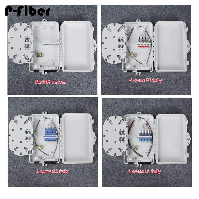 

optical fiber distribution box 2pcs 4-core Outdoor waterproof fully equipped with LC SC FC ST adapter pigtail mini fused box