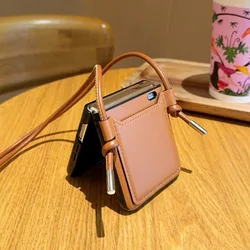 Luxury Simple Business Crossbody Lanyard Card Holder Phone Case For Motorola Razr 50 Ultra Moto Razr50 2024 PU Leather Cover