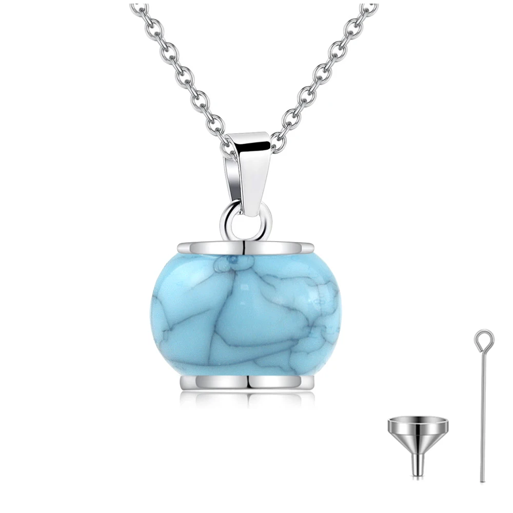 Circular lantern Urn Necklace for Ashes Animal Cremation Jewelry for Women Men Stainless Steel Memorial Necklaces Ash Holder