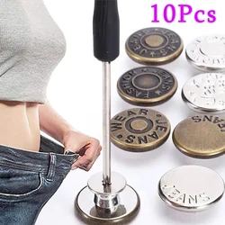 10Pcs Destacável Jeans Botões Prego Livre Ajustável Cintura Extensores Botões Snap Fastener Calças Pins DIY Sem Costura Buckles Kits