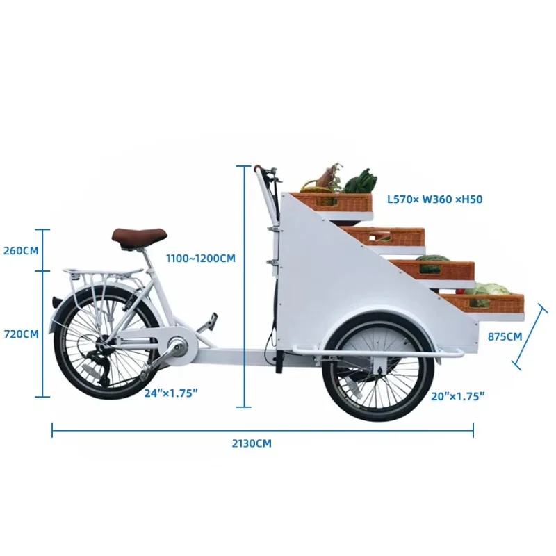 Mobile vegetable sales bicycle electric street food truck tricycle fruit bread snack truck