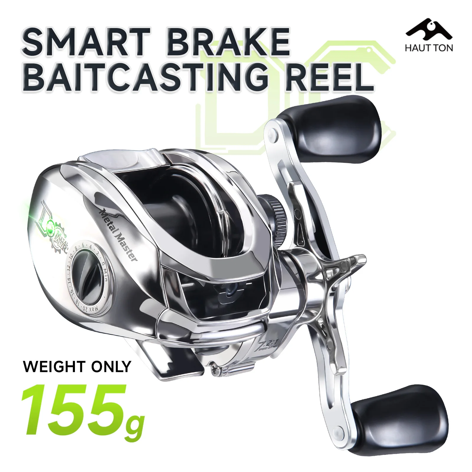 HAUT TON DC ブレーキベイトキャスティングリール 5+1BB 7.2:1 ギア比 5KG 最大ドラッグ力 高品質アルミ合金ギア 軽量フィッシングリール