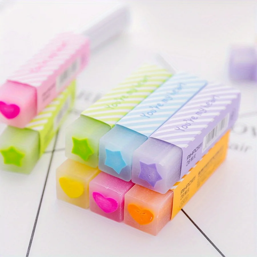 3/6pcs Heart star pattern erasers image 1