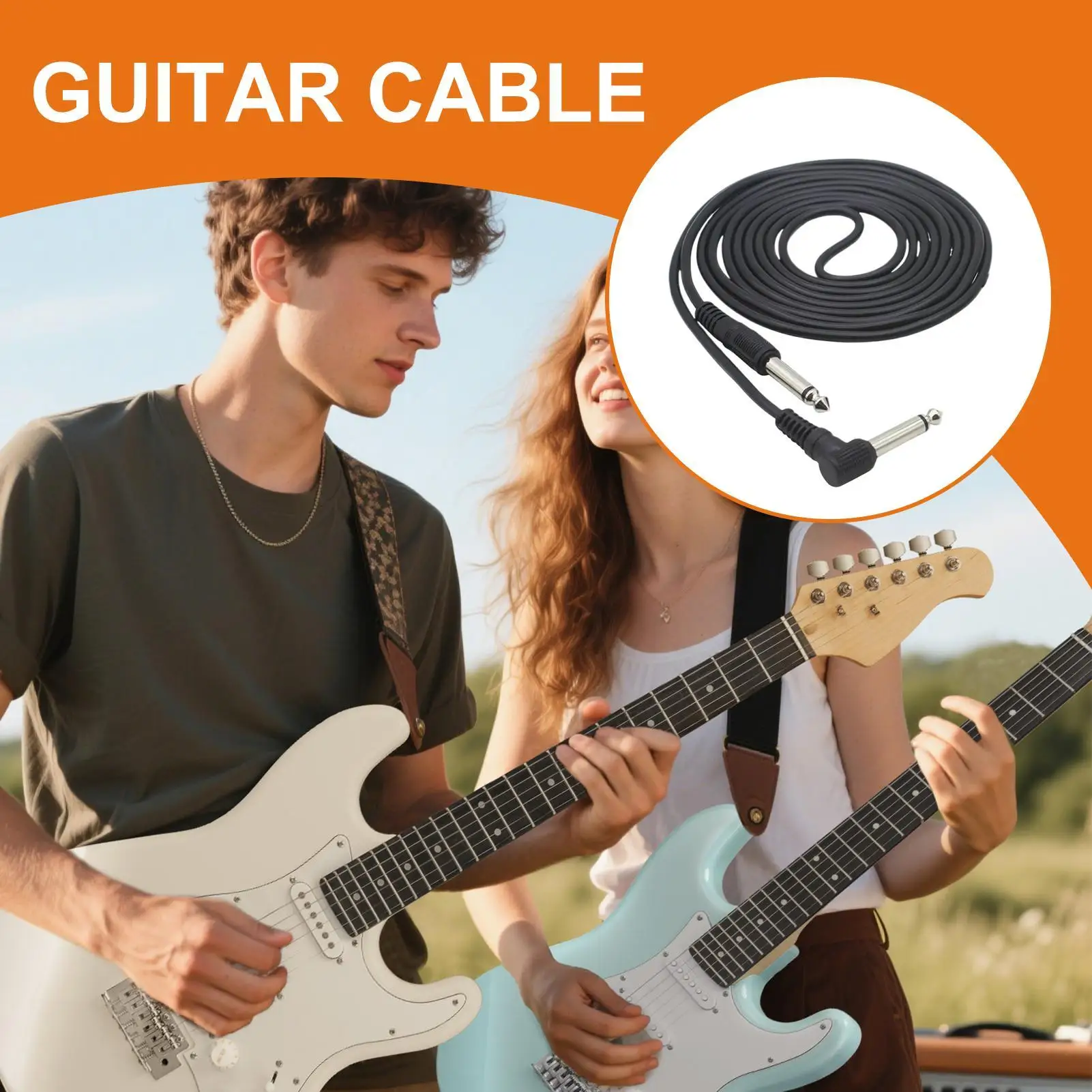 Guitar Cable 10 Ft Audio Noise Cancelling Connectors 6.35mm Head Amp Cord For Electric Guitar For Chord Instrument Speaker Drum