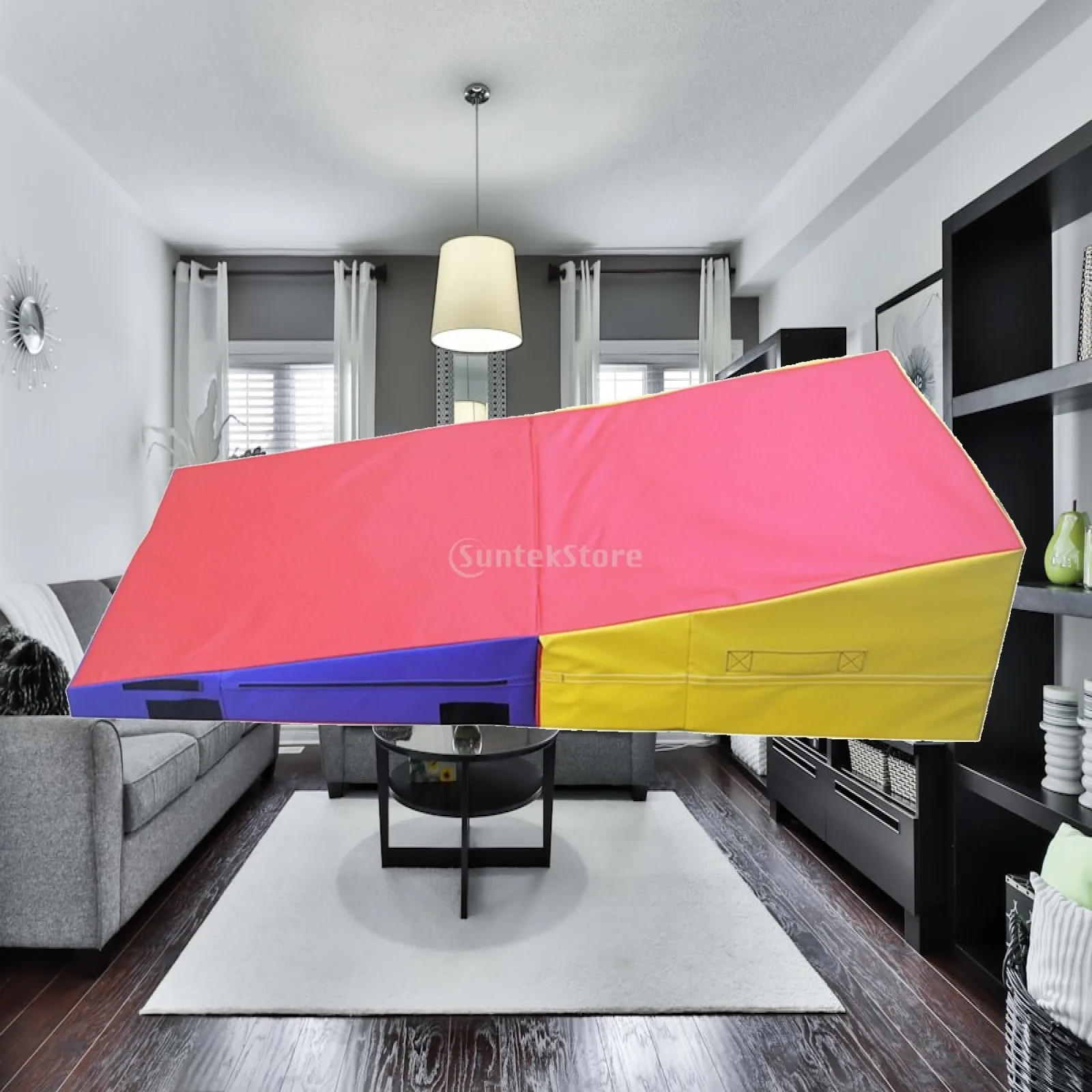 Incline Gymnastics Mat Foldable Cheese Wedge Mat Tumbling Wedge Padded Portable for Gymnasts, Home Playrooms