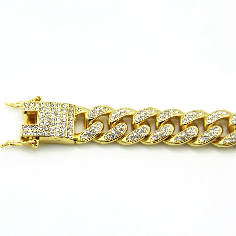 HNSP 12MM Lced Out Cuban Link Chain Bracelet For Men Hip Hop Accessory Jewelry