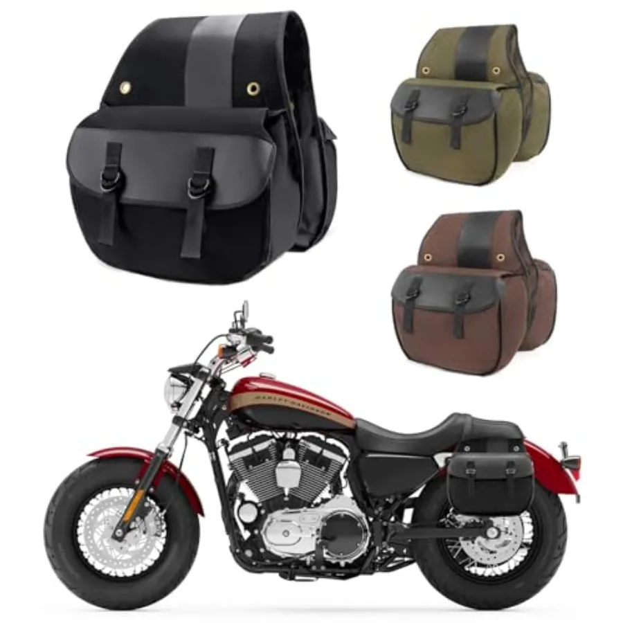 

Quick-Easy Universal Fit Throw Over Motorcycle Canvas Biker Cargo Saddlebags Black Ideal for Urban Commuting Weekend Rides and