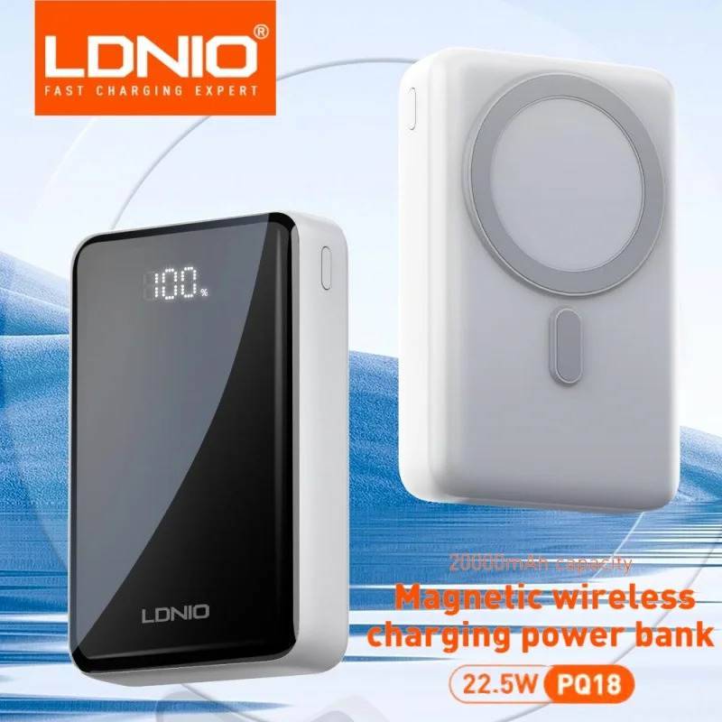 

LDNIO Powerbank 20000Mah For Magsafe Wireless Charger Iphone C-type Fast Charging Portable Spare Battery Magnetic Power Bank