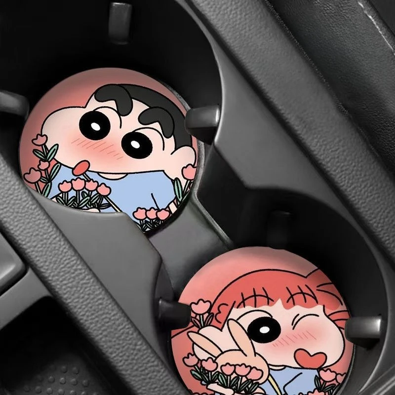 Crayon Shin-chan Cute Cartoon Car Coaster Kawaii Creative Personality Car Interior Car Anti-Slip Cup Slot Special Pad view 3