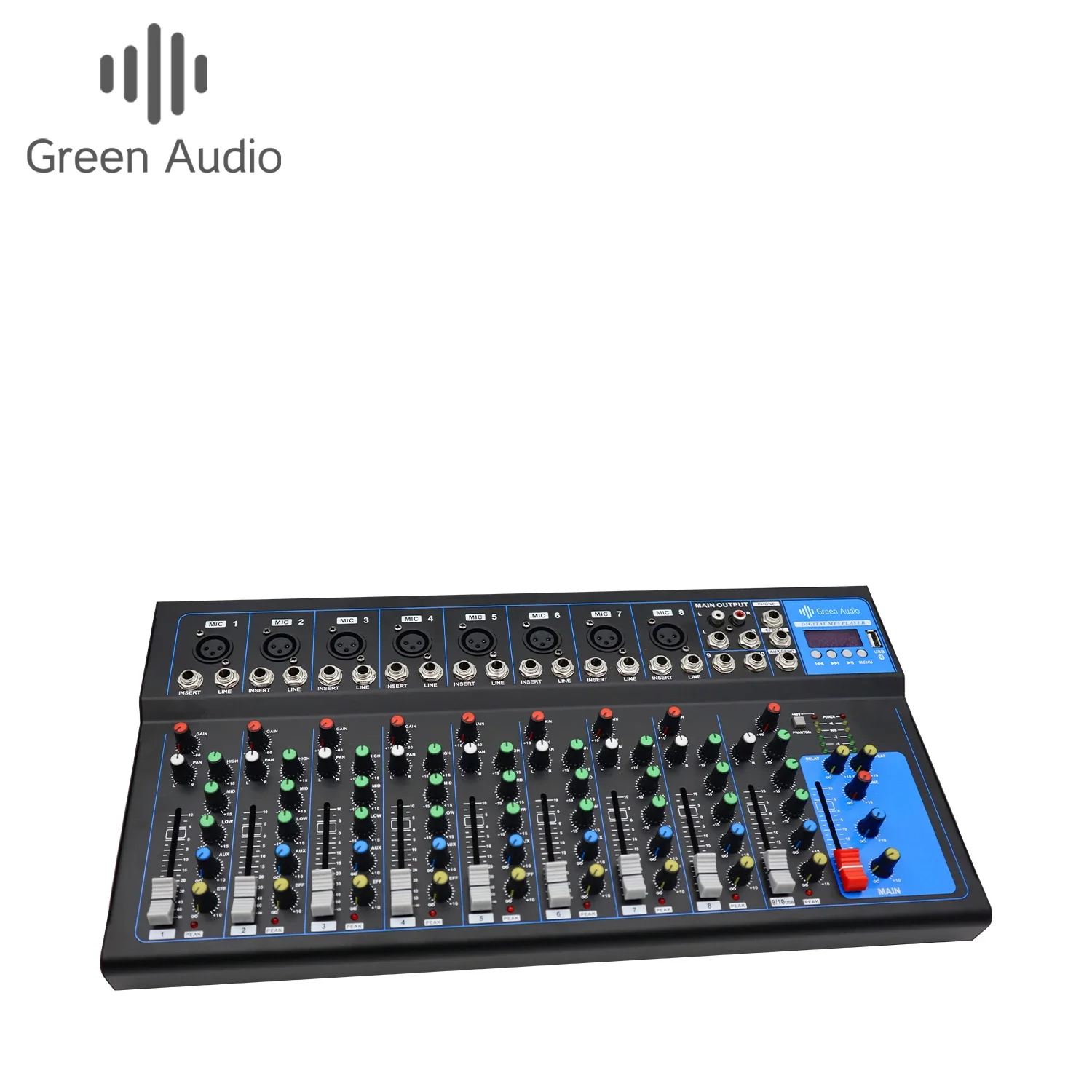 Hot Sale GAX-UF10 Professional Audio Mixer with 10 Portable DJ Mixing Console With USB Interface for Performance