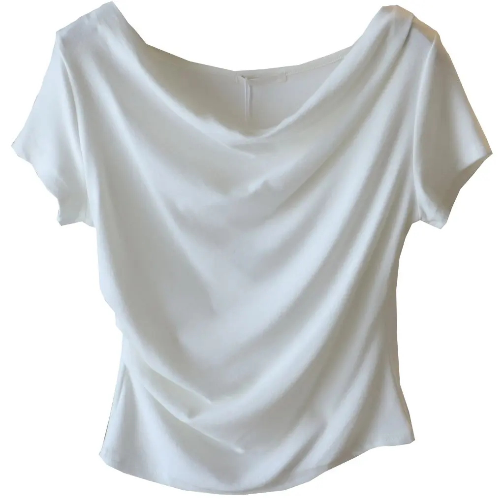 

Bizheng Women's Slim Fit Short Sleeve T-shirt Korean Style Collar Pleated Waist Spring Summer New Collection 3132