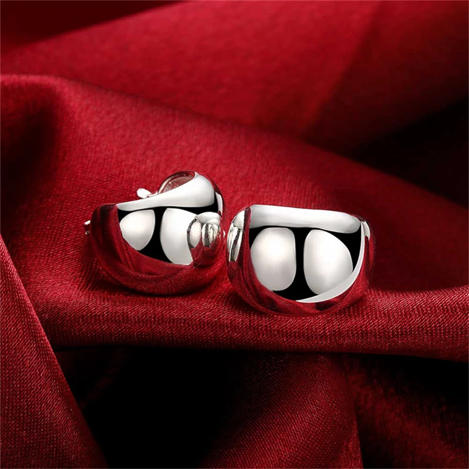 SAIYE 925 Sterling Silver Smooth Egg Shape Hoop Earrings Cute Romantic Jewelry For Women Wedding Party Gift Wholesale