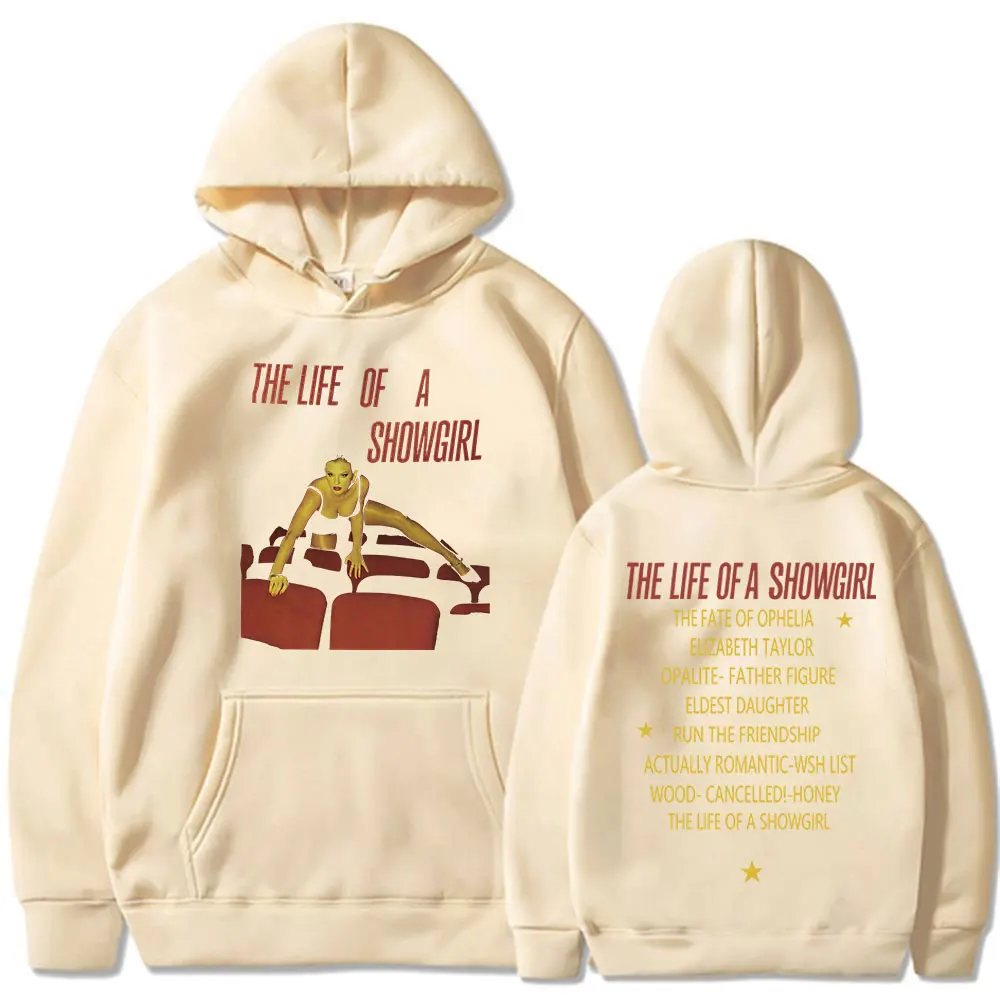 ألبوم The Life of A Showgirl 2025 سترة بغطاء للرأس للرجال والنساء موضة Harajuku سترة بقلنسوة بلوفرات صوف غير رسمية ملابس الشارع