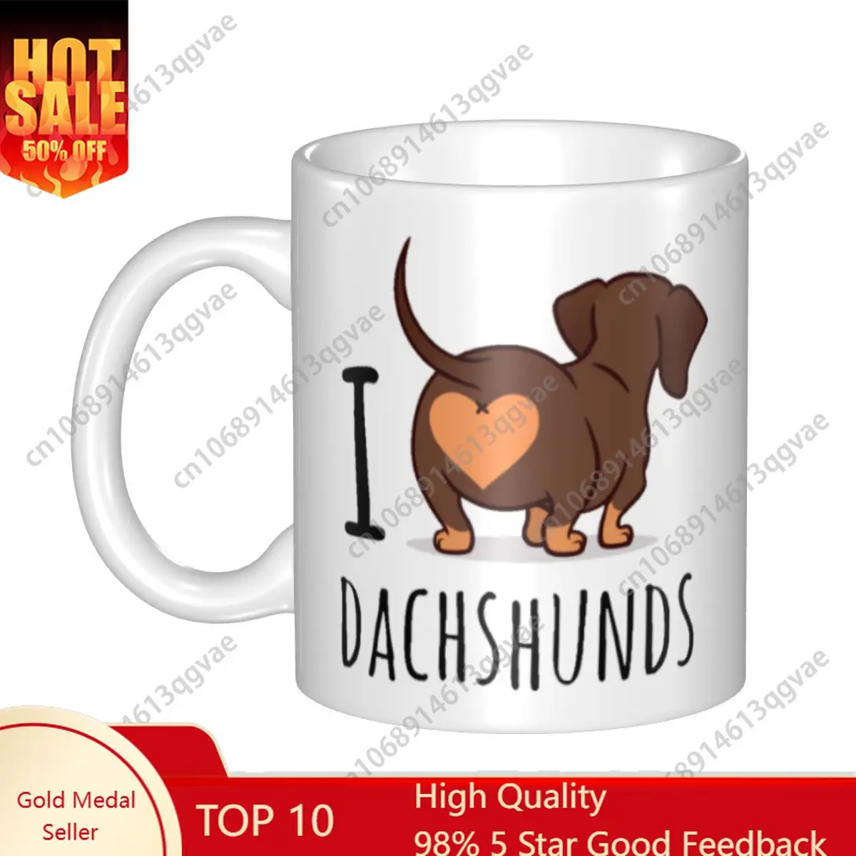 

I Love Dog Ceramic Tea Milk Cups Dachshund Coffee 11 Oz Ceramic Mugs Water Drinking Tee Juice Cups