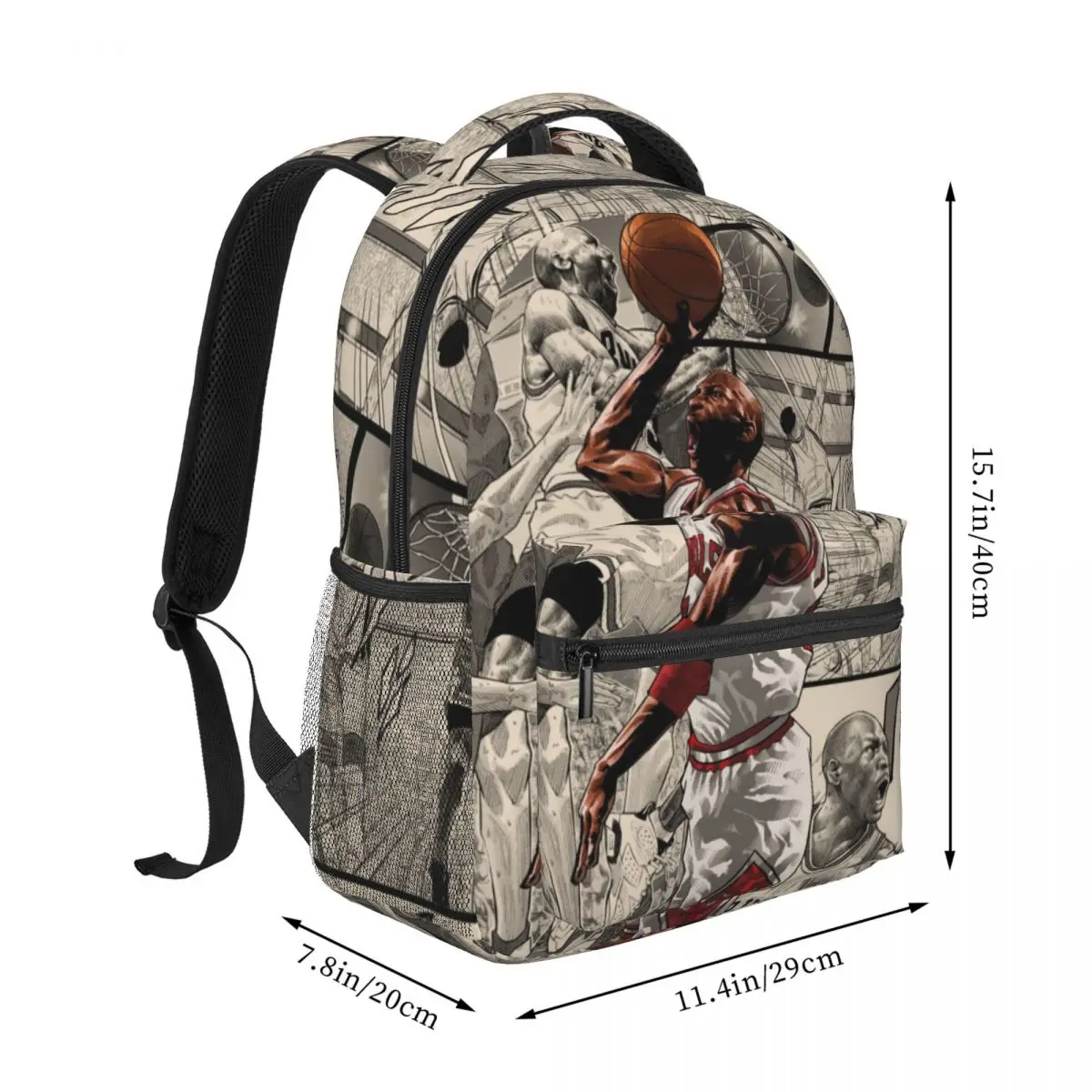 Michael-Jordan New Fashionable Pattern School Bag Print Lightweight Backpack 17inch