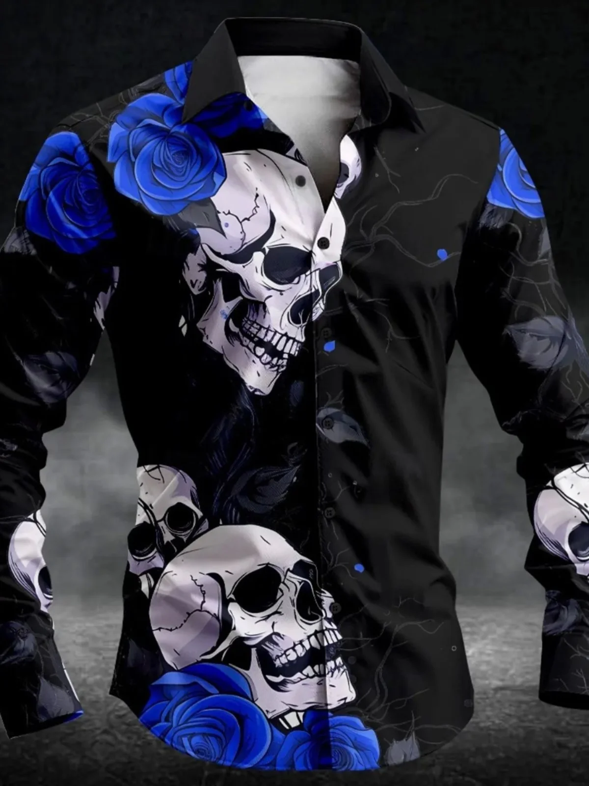 

Мужская длинная све с принтом розового черепа, дышащая, свободная посадка, молодежная повседневная одежда, осенняя мода, европейская Simplici