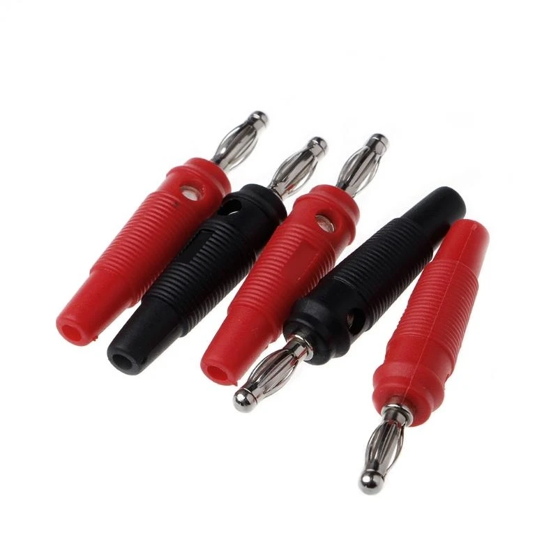 K3NB 10 Pcs Red Black 4mm Solderless Side Stackable Banana Plug