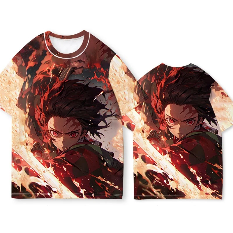 Chaud démon Slayer T-shirt été à manches courtes T-shirt hommes mode périphérie Anime 3D imprimé T-shirt ample T-shirt style décontracté