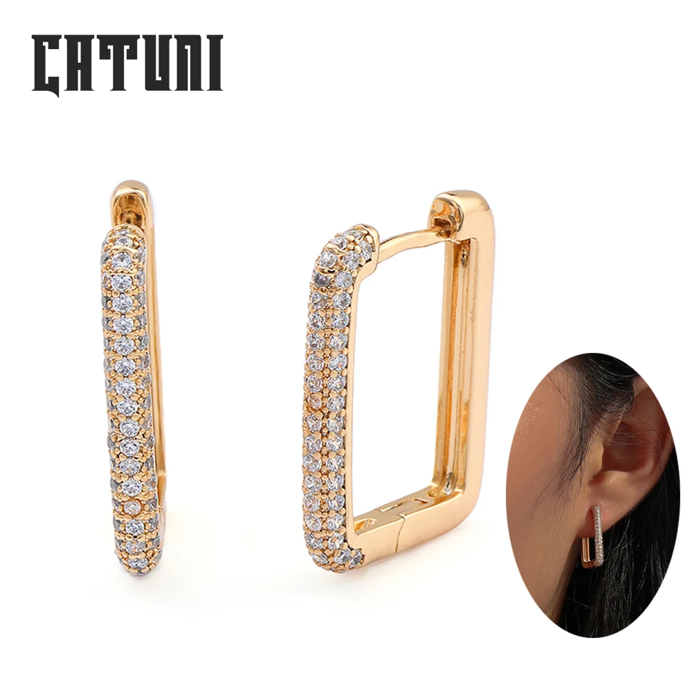 Simple Irregular Geometric Shape Square Earrings Women's Zirconium Stud Earrings 2026 New Personalized Fashionable Accessories