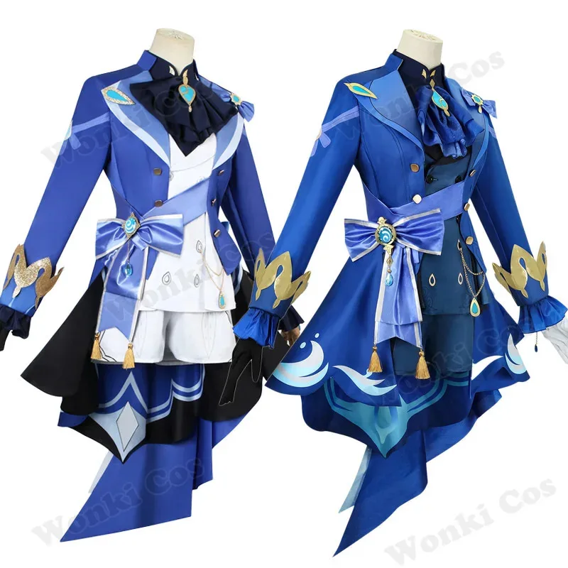 

Костюм Yiyi Furina, парик для волос Impact Fontaine Focalors со шляпой, белые, черные костюмы, женская обувь для косплея на высоком каблуке