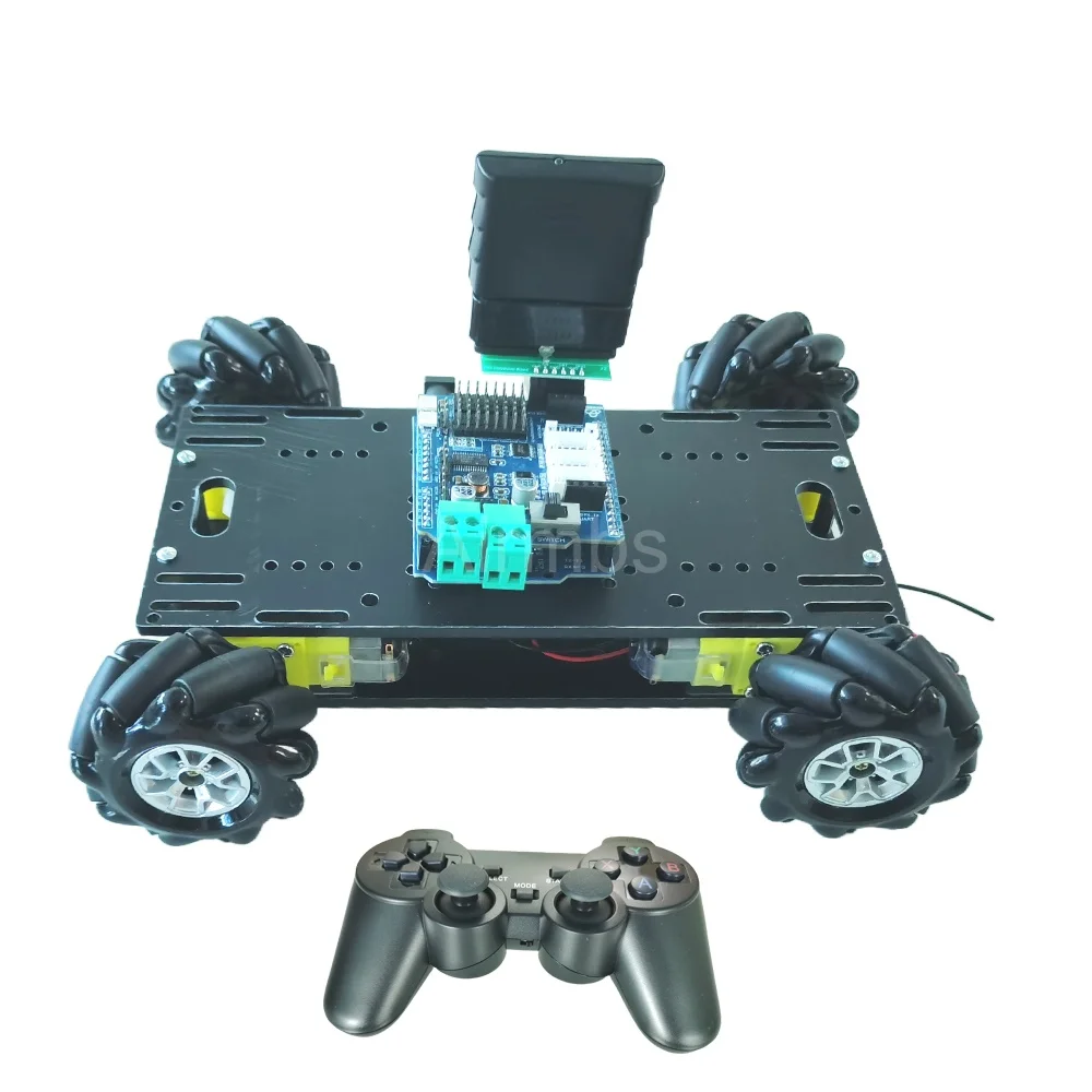 Arduino PS2 Control 4WD Mini Omni Mecanum Wheel Robot Car con doppio telaio acrilico TT Motor Kit di avviamento fai da te