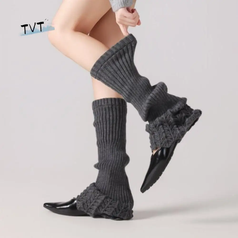 

Kawaii Y2K Women Knitted Leg Warmers Solid Color Sweet Women's Foot Cover Soft Thickened Middle Tube Socks Ankle Warmer