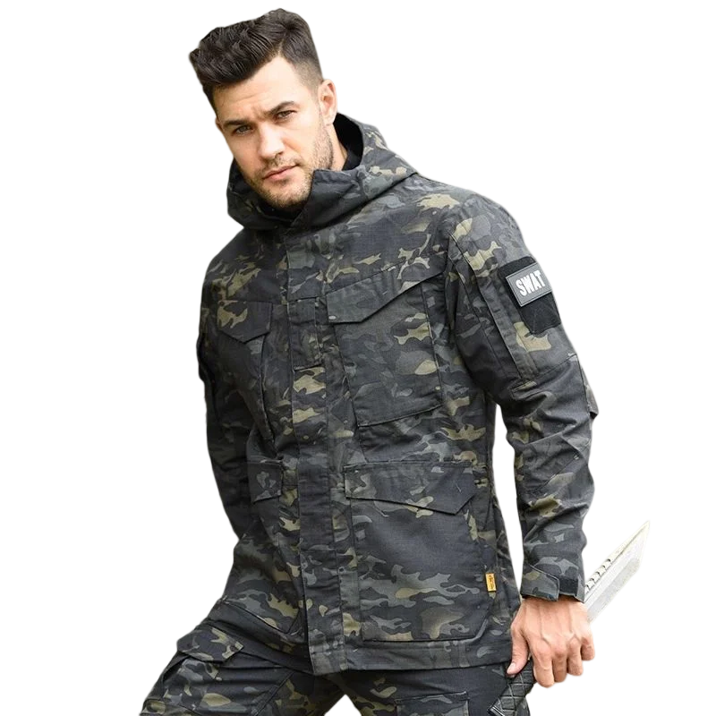 

Men's Jacket Tactical Camouflage Windbreaker M65 Jacket Coat Worker Trench Coat Waterproof Autumn Spring