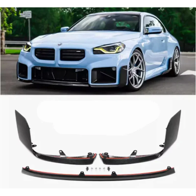 For BMW G87 M2 2Door 2023 2024 Real Dry Carbon Fiber Car Front Bumper Splitters Lip Spoiler