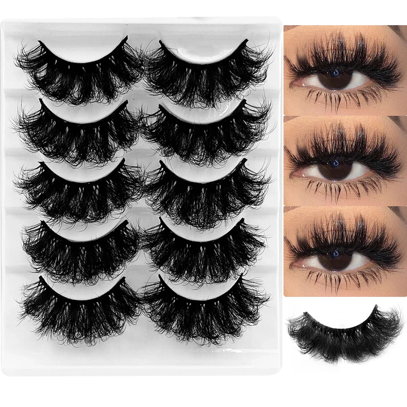 5 Pairs Eyelashes Faux Mink Eyelashes Long Lasting Fluffy Mink Lashes Dramatic Volume lashes Extension Thick Long