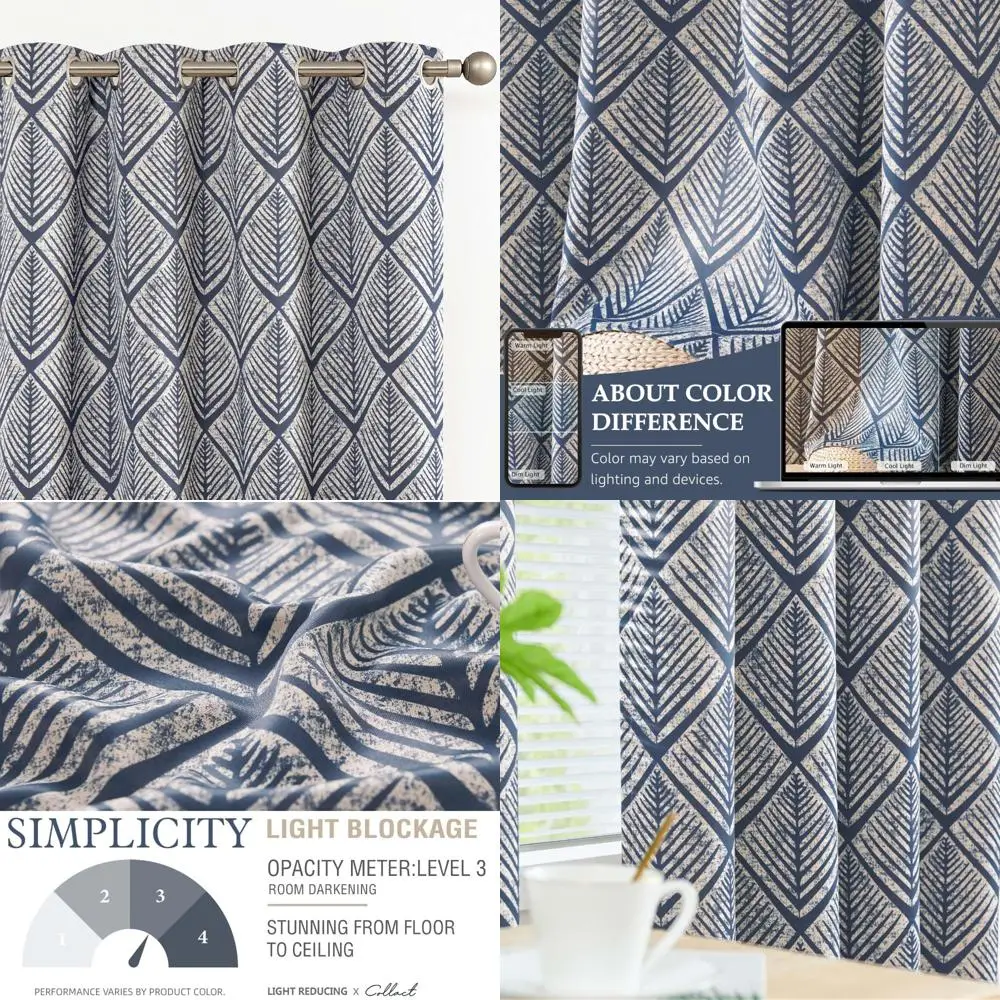 

Jinchan 80% Light Blocking Curtains: Geometric Patterned Drapes for Living Room and Bedroom, Window Treatments for Room Darkenin