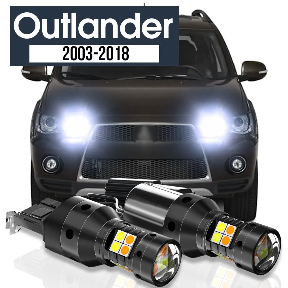 

2x LED Dual Mode Turn Signal+Daytime Running Light Blub DRL Canbus Accessories For Mitsubishi Outlander 2003-2018 2011 2012 2013