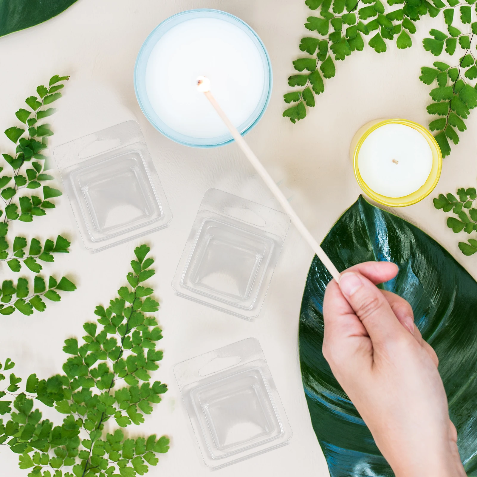 

100Pcs Clear Wax Melt Molds Clamshell Style Cube Container for Scented Candles DIY Chocolate Soap Making Craft Projects Bpa Free