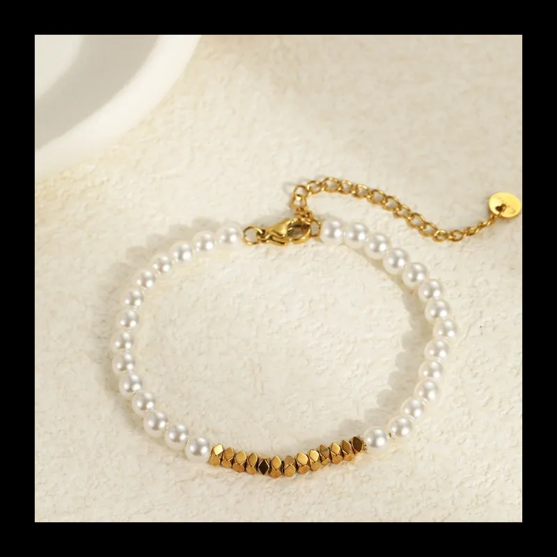 أساور لؤلؤ مقلدة أنيقة وأنيقة على شكل خاص من الباروك، مكدسة بمجوهرات رائعة #4