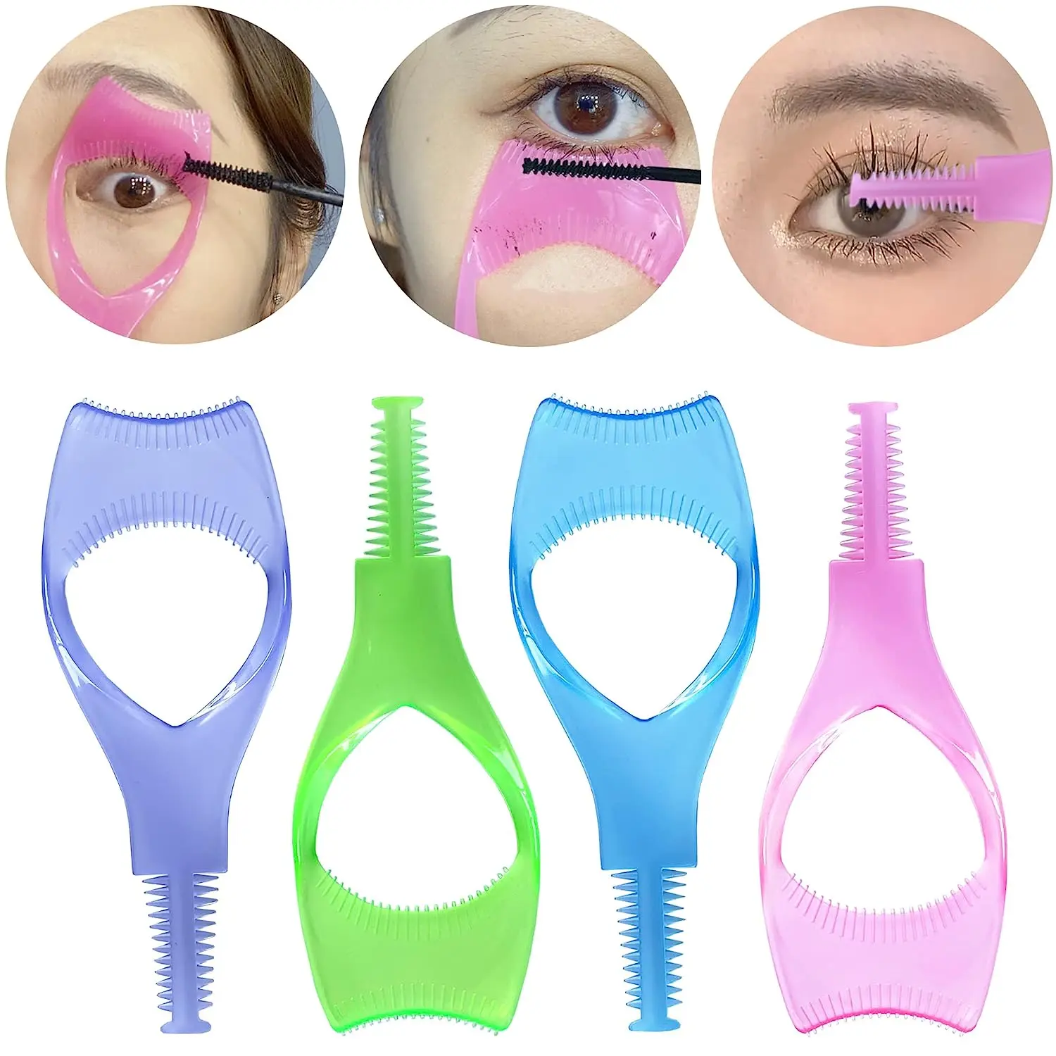 Shield Guard 2 Pcs Lash Buddy Tool Mascara Guard Eye Lash Applicator, Eyelash Tool 3 in 1 Upper Lower Mascara Applicator Tool