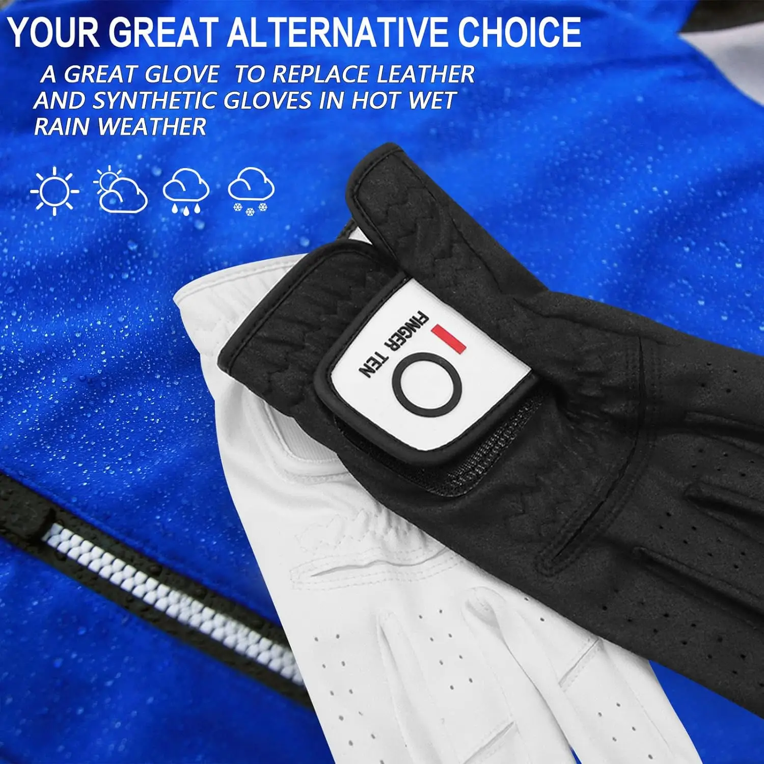 Golf Gloves Men Left Hand Rain Grip Glove for Right Handed Golfer Value 1 Pack, All Weather Durable Grip