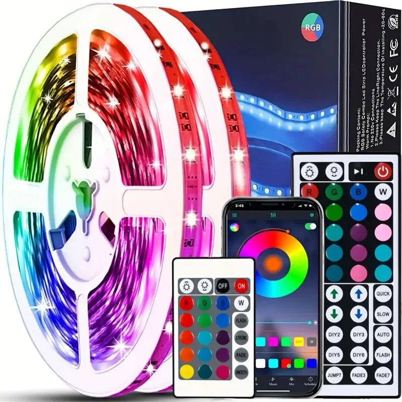 Fita de LED Alimentada por USB com 2835 LEDs, Fácil Instalação para Quarto, Armário, Guarda-Roupa, Cozinha e Decoração de Natal