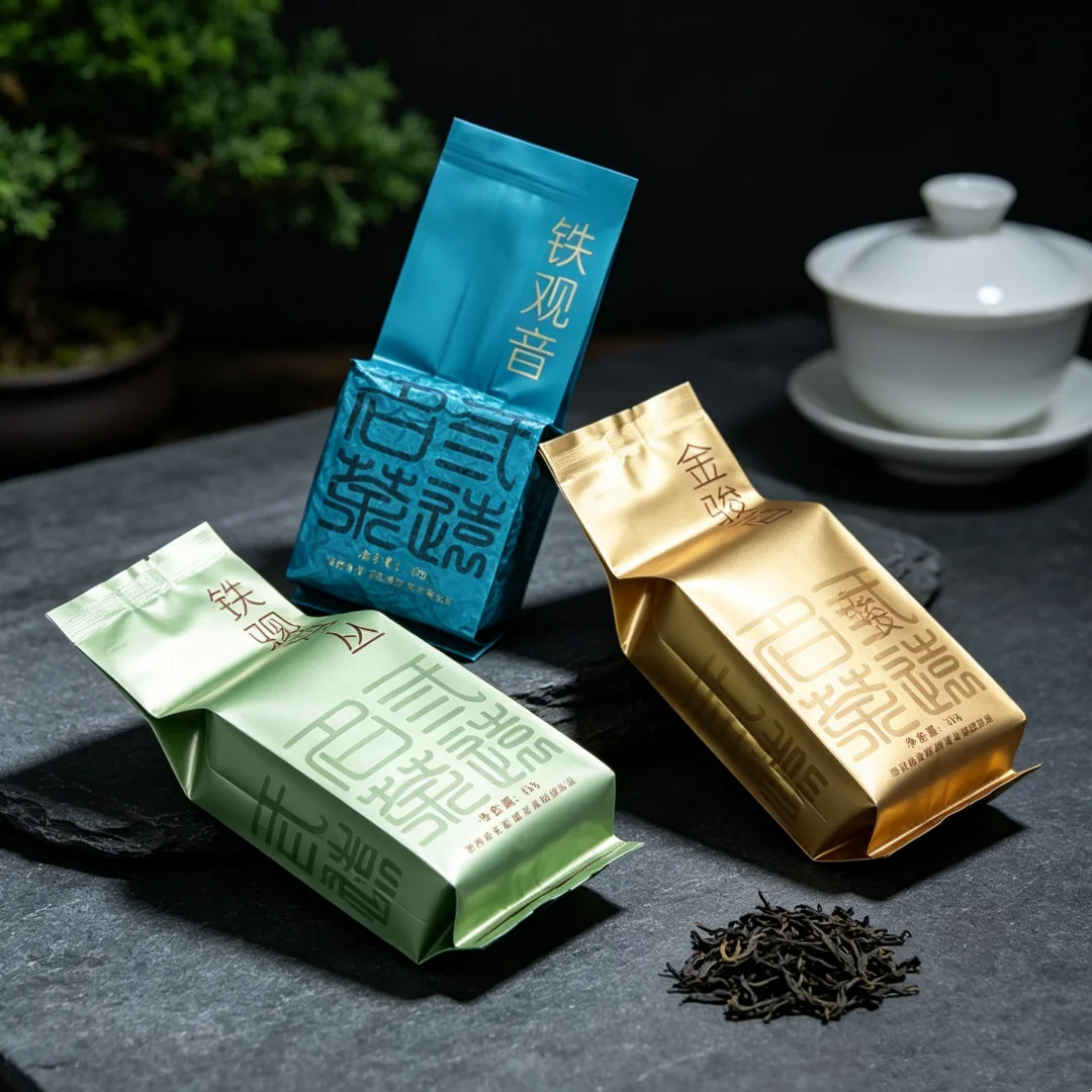 Cost-effective Tie GuanYin Aluminum Foil Bag Colorful Famous China Tea Bags DaHongPao JinJunMei 4-pack Customize Combination Bag