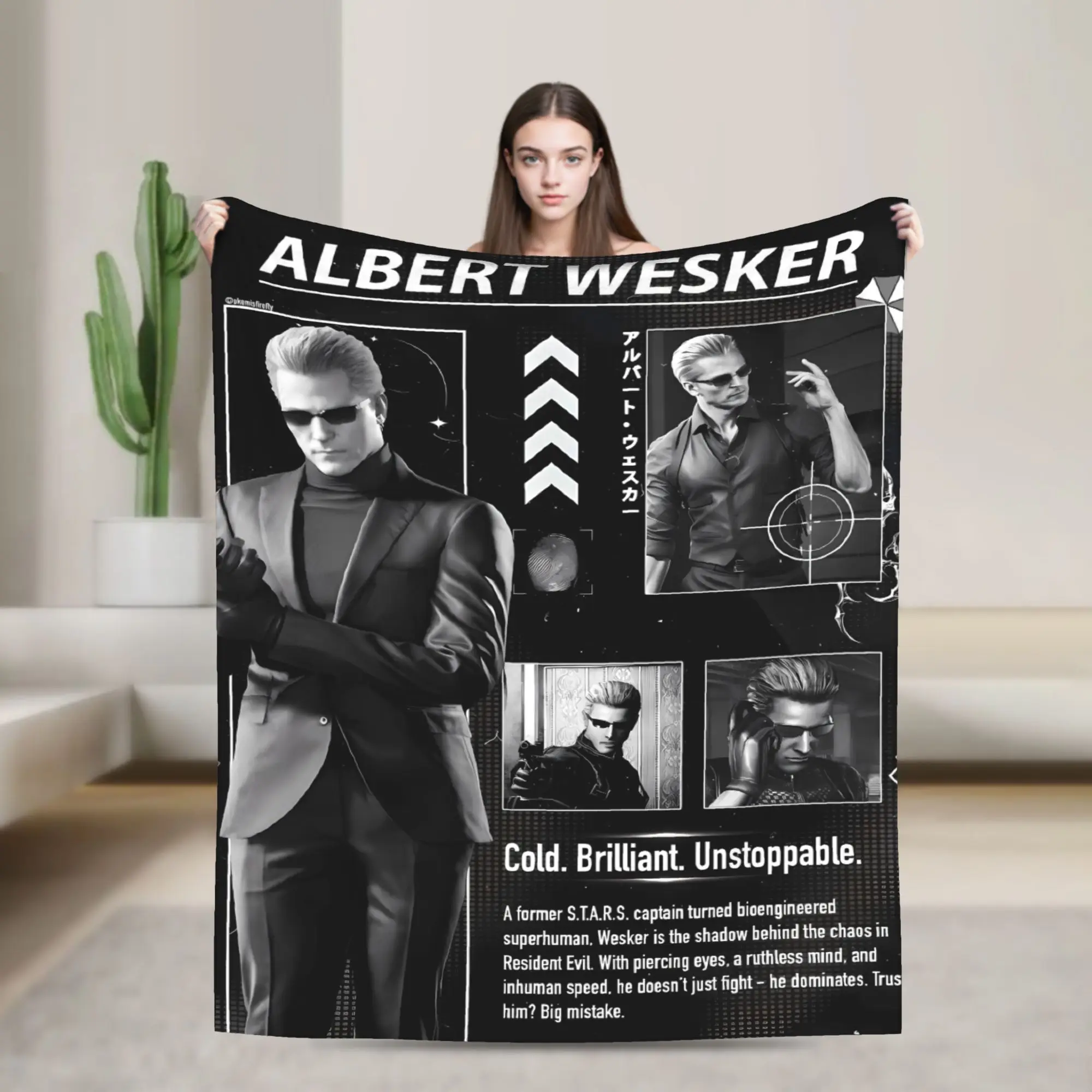 Albert Wesker Flannel Blanket Winter  Soft Throw Blanket for Girls Boys Bedroom Comfortable Bedspread Sofa Bed Cover