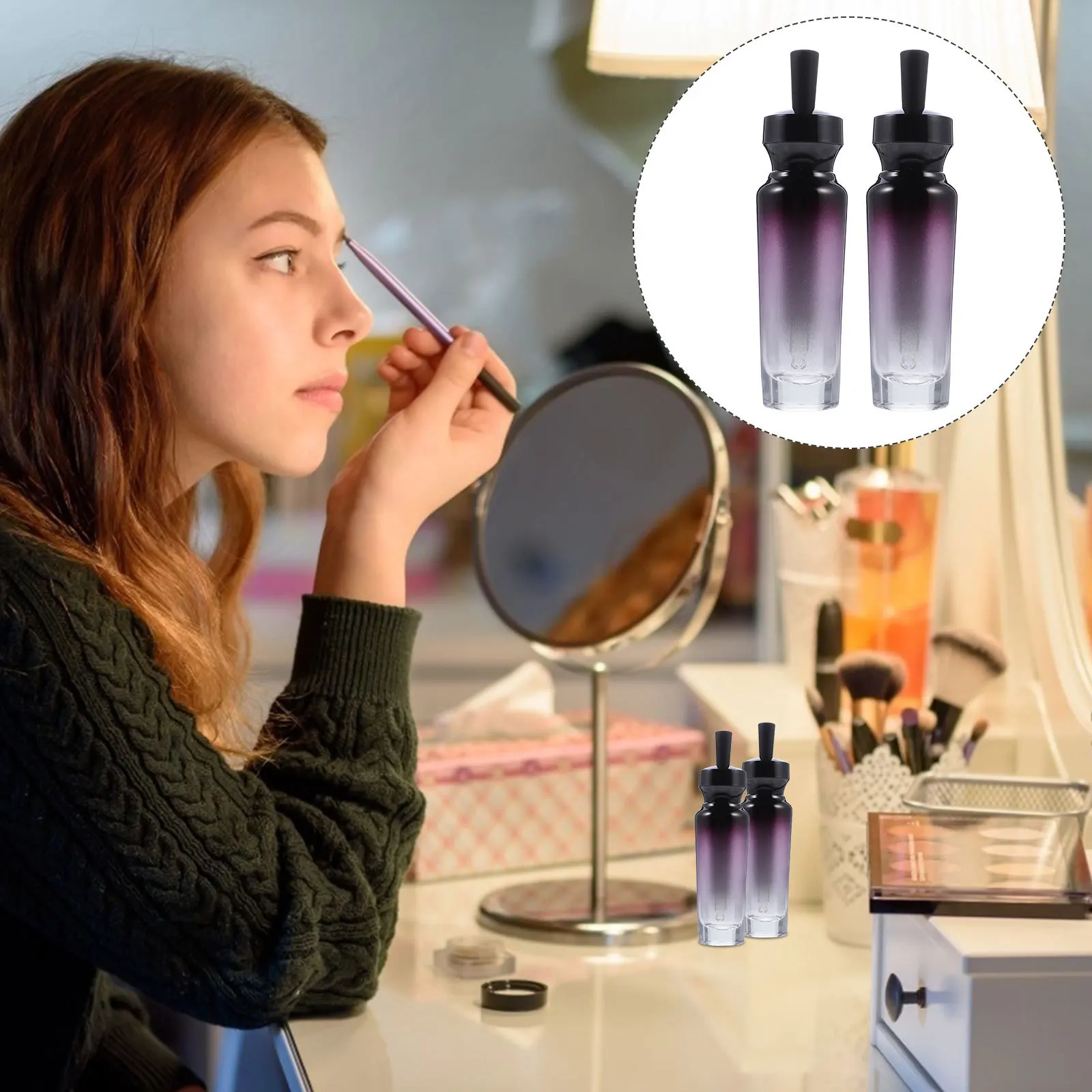 

4Pcs Essential Oil Glass Bottles Refillable Dropper Bottles Portable 50ml Travel Reusable Jars Refillable Jars
