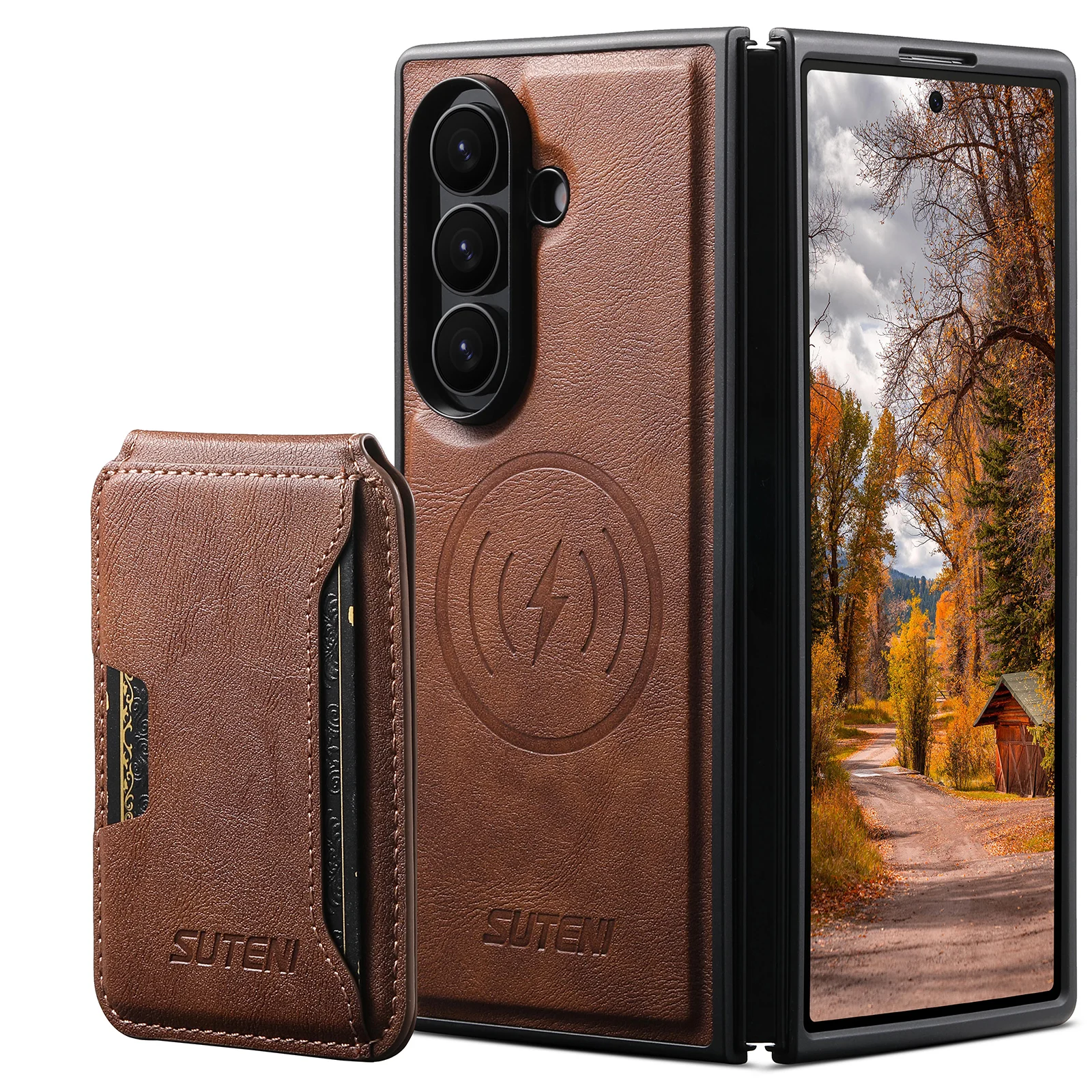 

Luxury 2 in 1 Strong Magnetic Leather Wallet Cards Solt Phone Case for Samsung Galaxy Z Fold 7 Kickstand Wireless Charging Cover