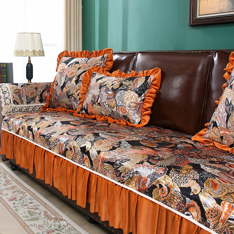 

Luxury Retro Jacquard Sofa Cover Sofa Seat Cushions Anti-slip Couch Cover All-season Universal Wear-resistant Armchairs Cover