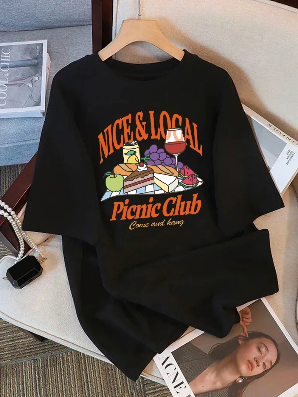 

Новая женская футболка, летняя красивая футболка с принтом для местного пикника и клуба, удобные мягкие футболки с круглым вырезом, дышащий топ