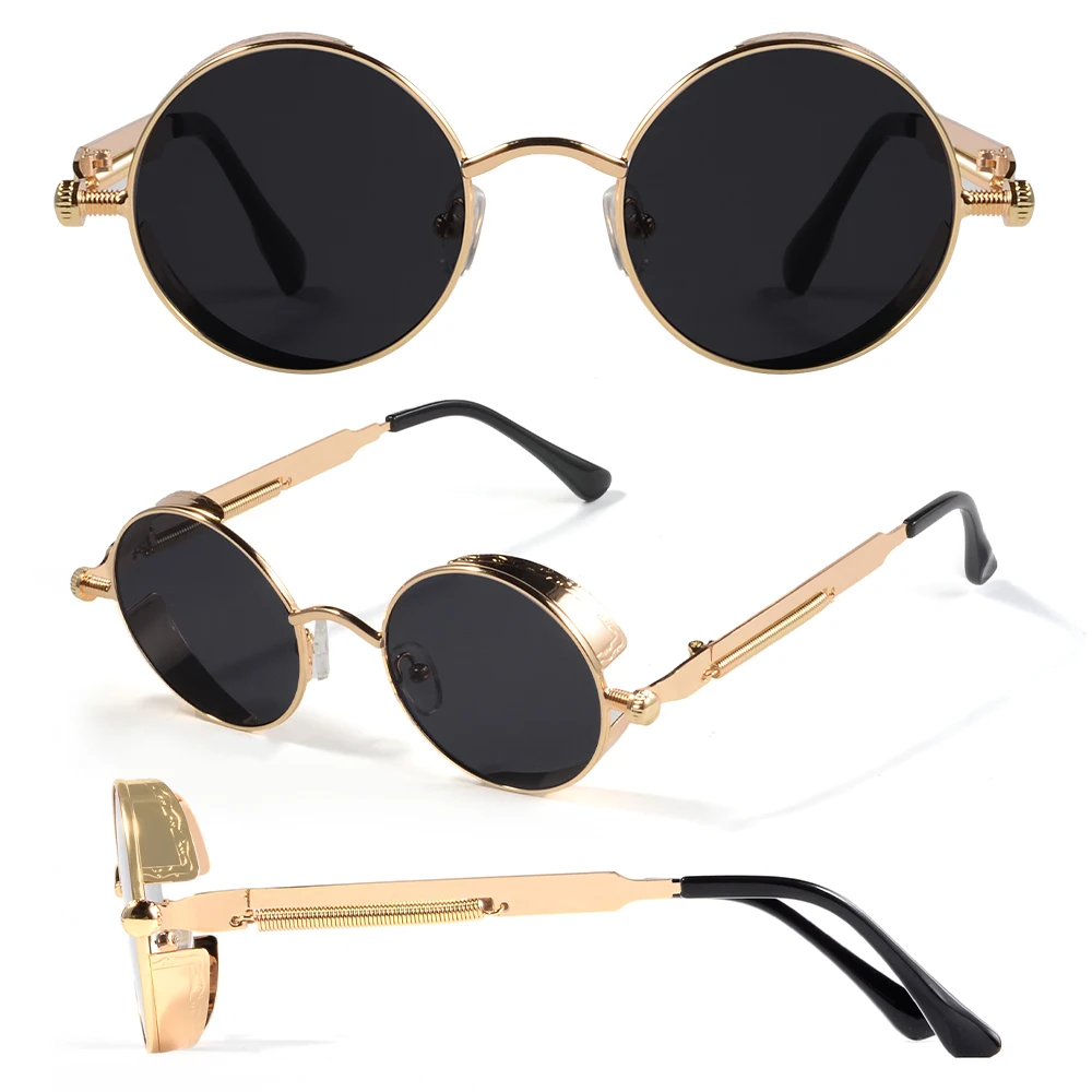 CRIXALIS Vintage Round Sunglasses Retro Steampunk Sun Glasses for Men Women Small Metal Circle Driving Party Glasses UV400 image 5