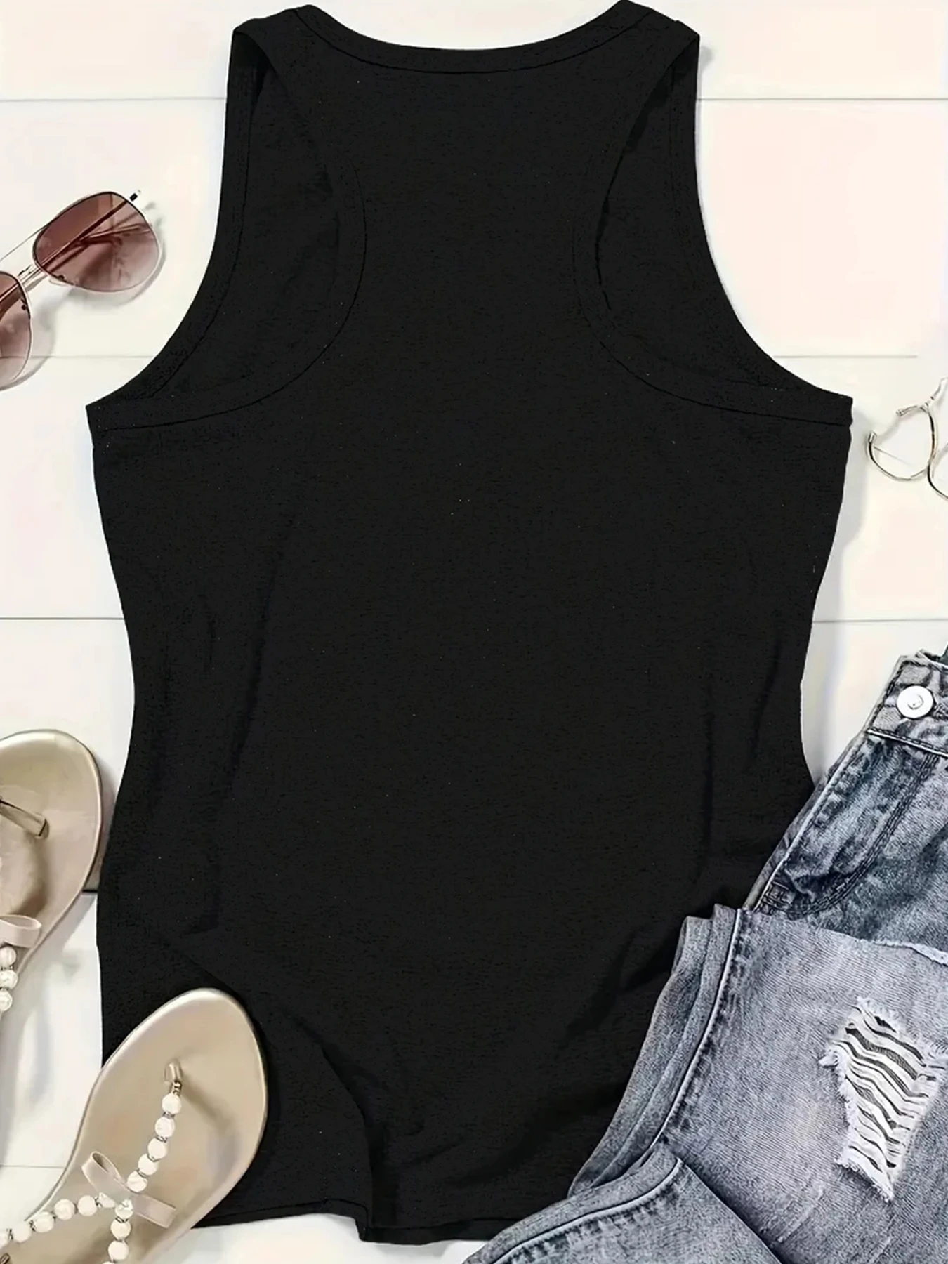 Nie dzisiaj bluzka damska z nadrukiem listów koszulka bez rękawów w stylu Casual, letnia nowe bluzki z okrągłym dekoltem na ubrania dla kobiet