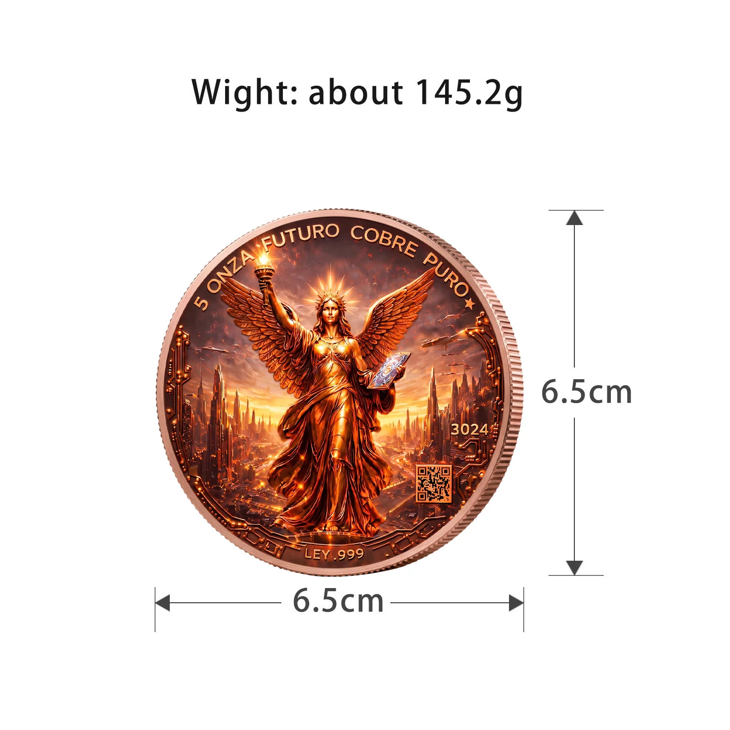 5oz .999 Fine Copper Libertad Round Angel Wings Graffiti Cyber Mexico Eagle Snake Poker Chip Future Coin Relief Collectible Gift