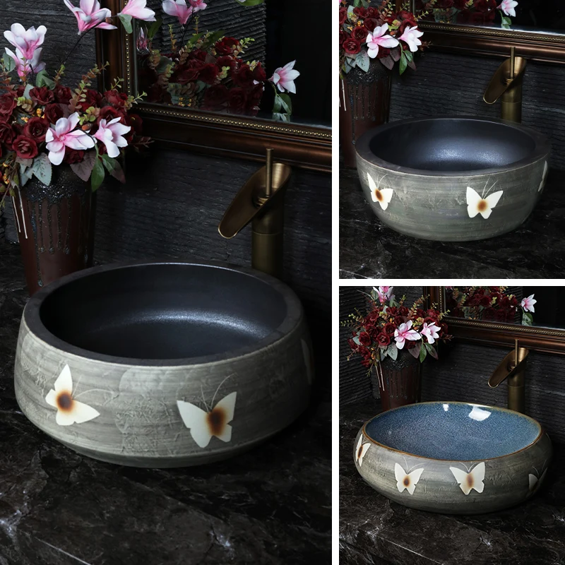 Europe style Flower Shape chinese Jingdezhen Art Counter Top ceramic vitreous china wash basin